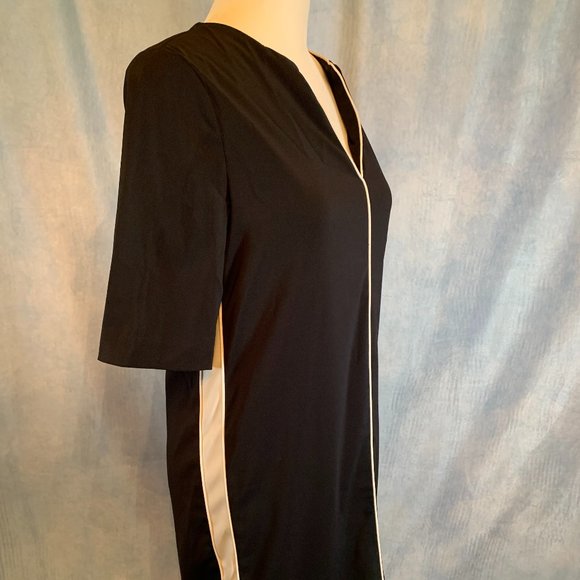 MANGO SUIT BLACK DRESS WITH WHITE ACCENT SIZE 2 - Picture 3 of 7